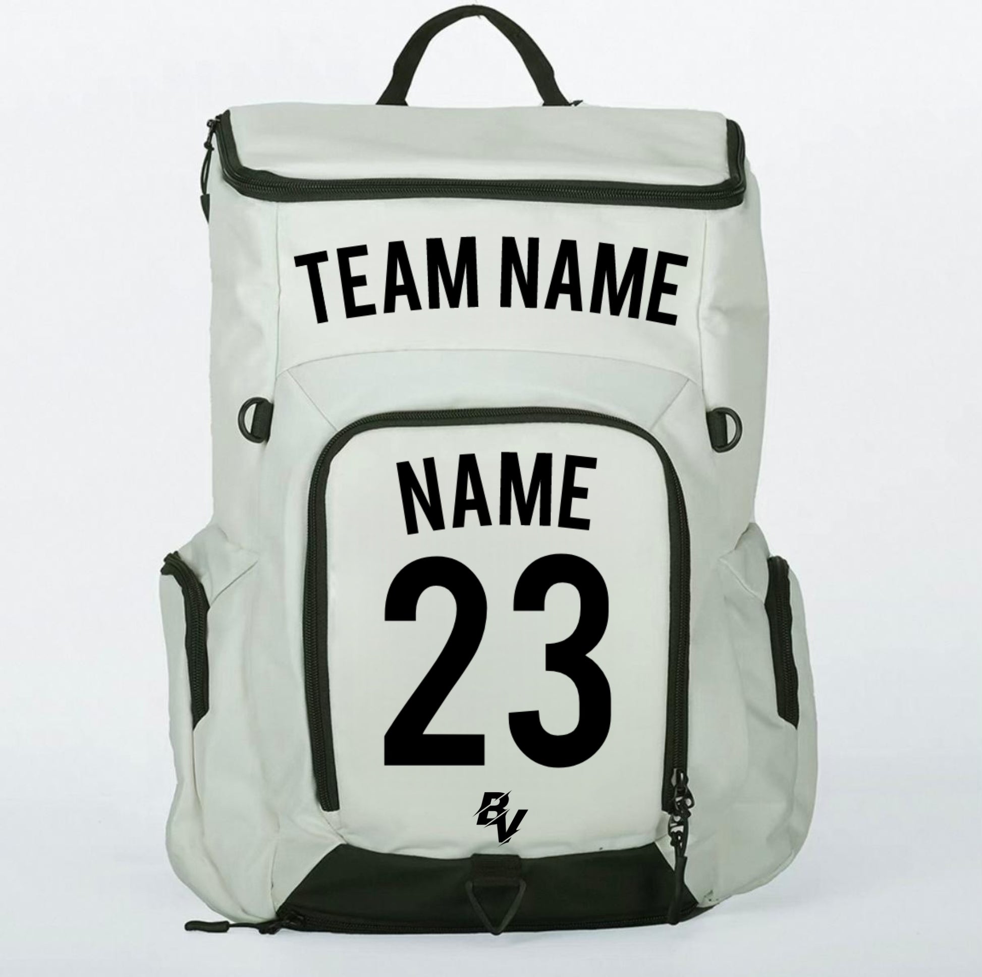 White Sports Backpack - Custom and Personalized - With Ball Holder