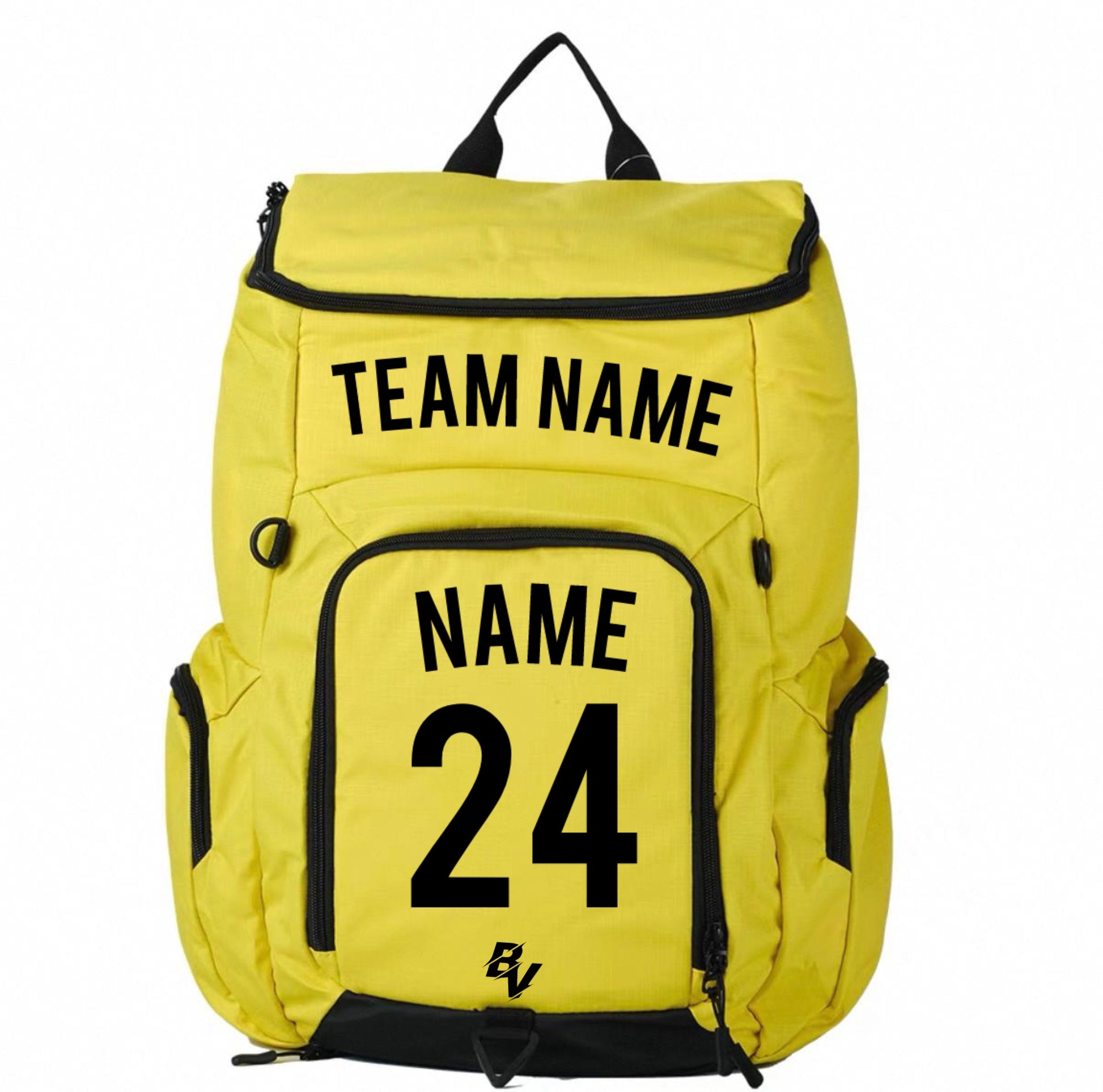 Yellow Sports Backpack - Custom and Personalized - With Ball Holder